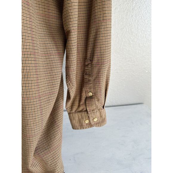 Tommy Hilfiger Men’s Shirt Sz L Tan Plaid Front Pockets Long Sleeve Button Down - Picture 8 of 15